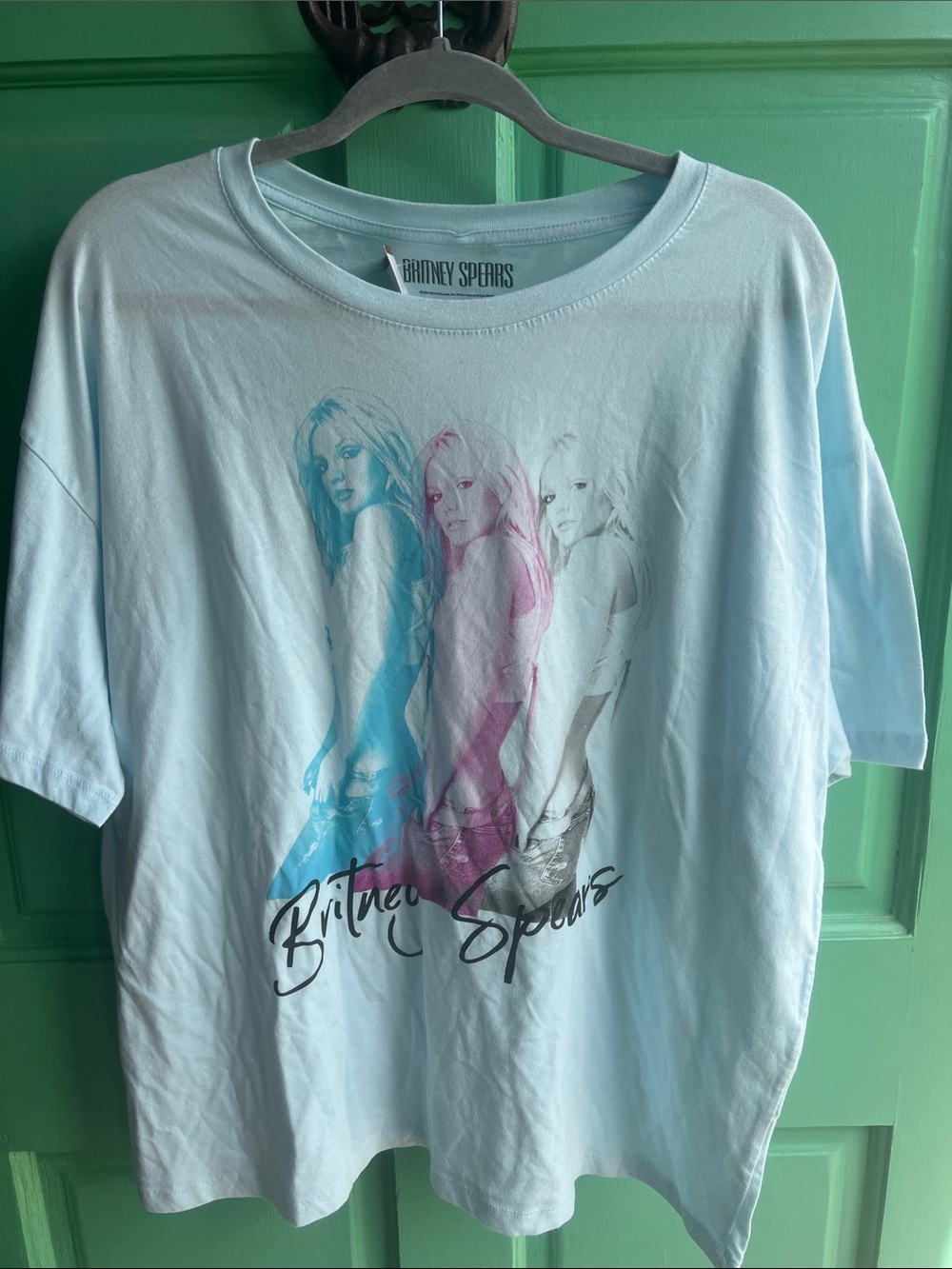 Britney Spears baby blue- Short 100% cotton Sleeve Tee. Size XL - New